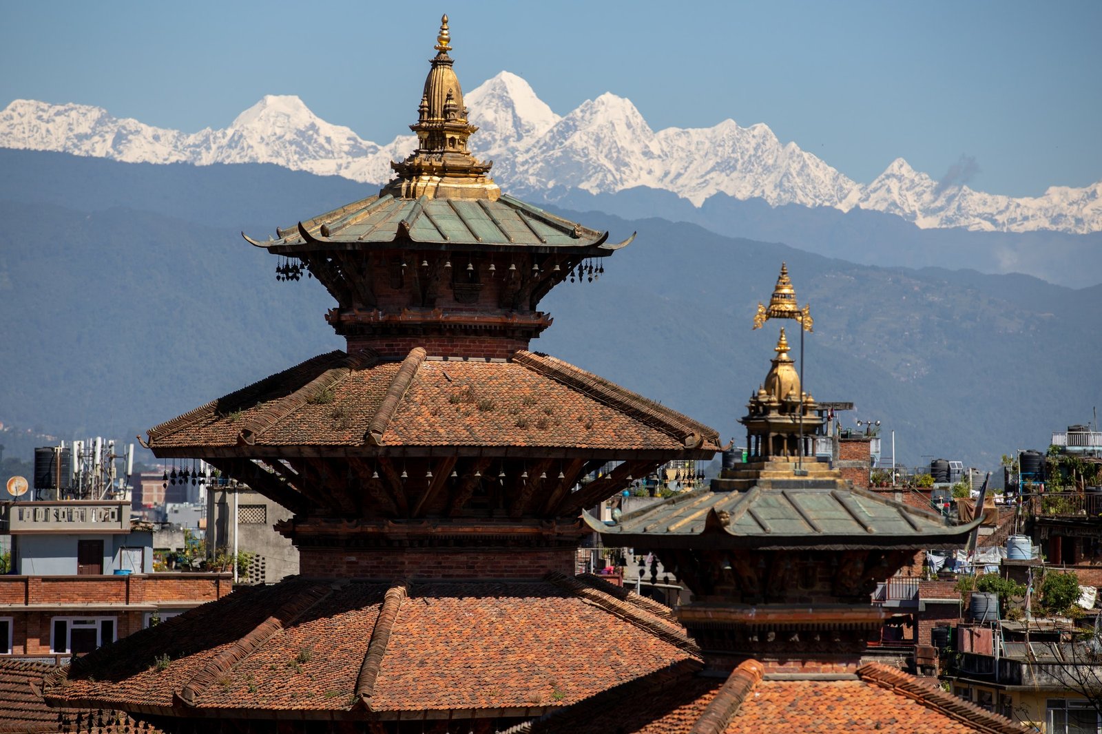 Beautiful Dorje Lakhpa mountain along with pagoda stupa of Patan Durbar Square.